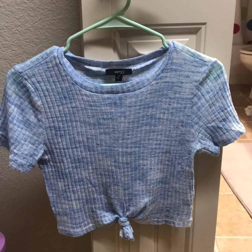Light blue ribbed crop top